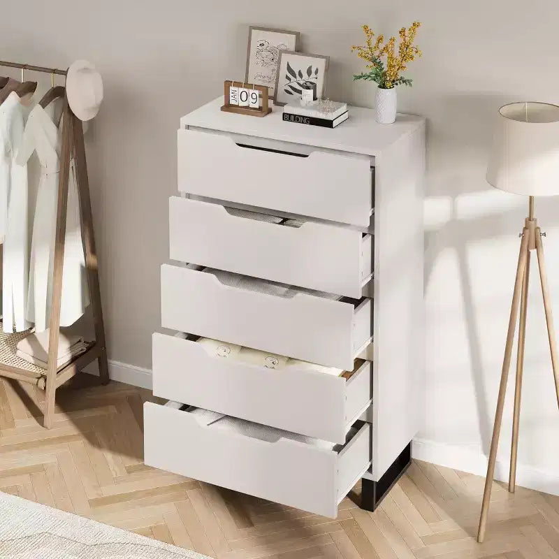 5 Dresser for Bedroom, 51 Tall Dresser, Freestanding Vertical Drawer Cabinet with Storage, Wooden Closet Storage Chest for Living Room, Hallway