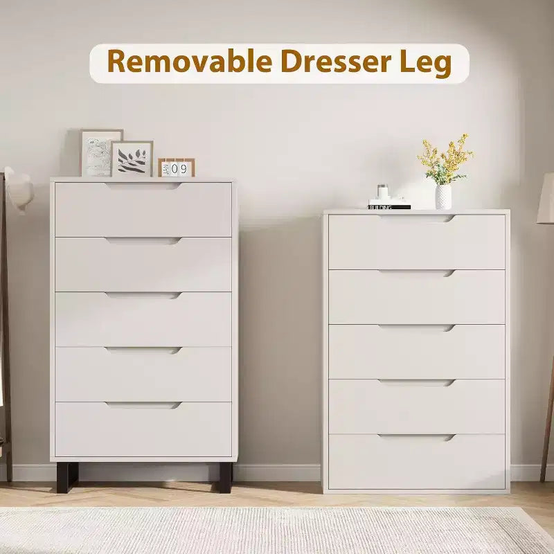 5 Dresser for Bedroom, 51 Tall Dresser, Freestanding Vertical Drawer Cabinet with Storage, Wooden Closet Storage Chest for Living Room, Hallway