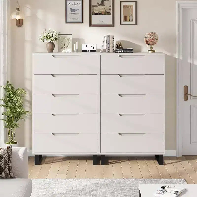 5 Dresser for Bedroom, 51 Tall Dresser, Freestanding Vertical Drawer Cabinet with Storage, Wooden Closet Storage Chest for Living Room, Hallway