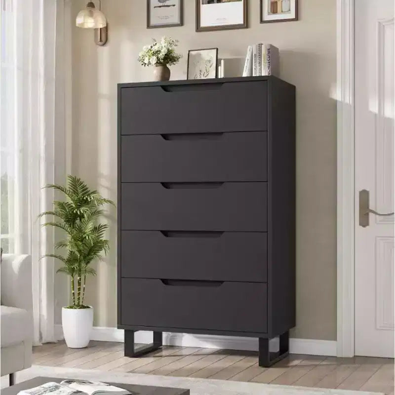 5 Dresser for Bedroom, 51 Tall Dresser, Freestanding Vertical Drawer Cabinet with Storage, Wooden Closet Storage Chest for Living Room, Hallway