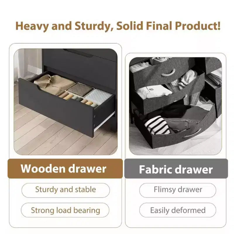 5 Dresser for Bedroom, 51 Tall Dresser, Freestanding Vertical Drawer Cabinet with Storage, Wooden Closet Storage Chest for Living Room, Hallway