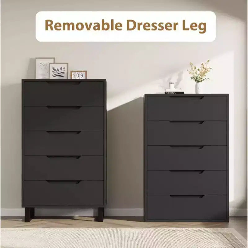 5 Dresser for Bedroom, 51 Tall Dresser, Freestanding Vertical Drawer Cabinet with Storage, Wooden Closet Storage Chest for Living Room, Hallway