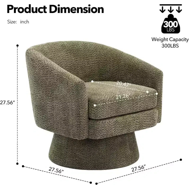 Swivel Accent Chair, 360 Chenille Swivel Lounge Reading Chair, Modern Single Sofa Lounge Armchair w/Storage Space for Living Room Bedroom