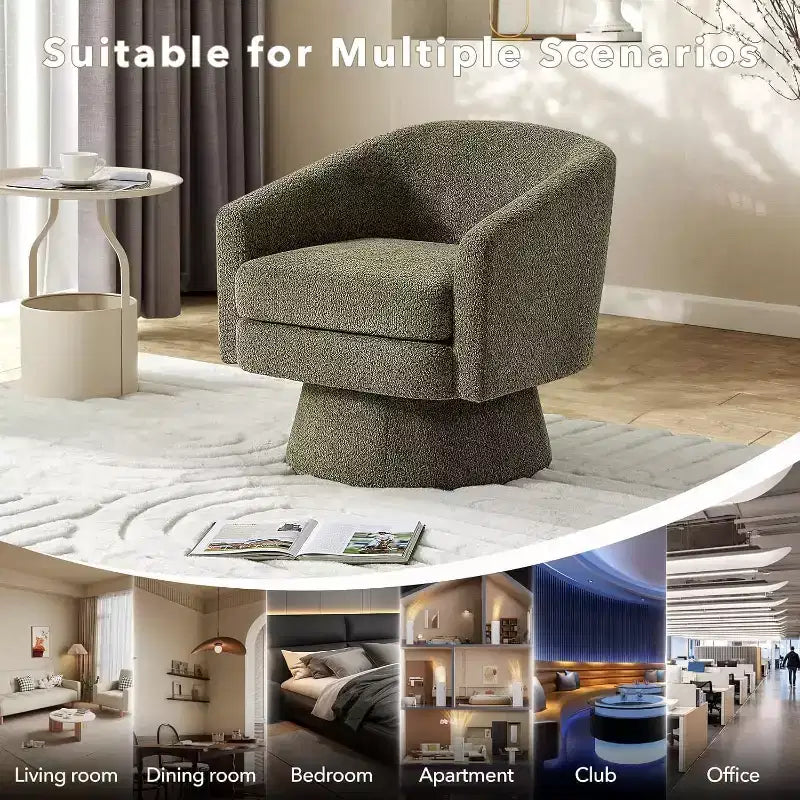 Swivel Accent Chair, 360 Chenille Swivel Lounge Reading Chair, Modern Single Sofa Lounge Armchair w/Storage Space for Living Room Bedroom