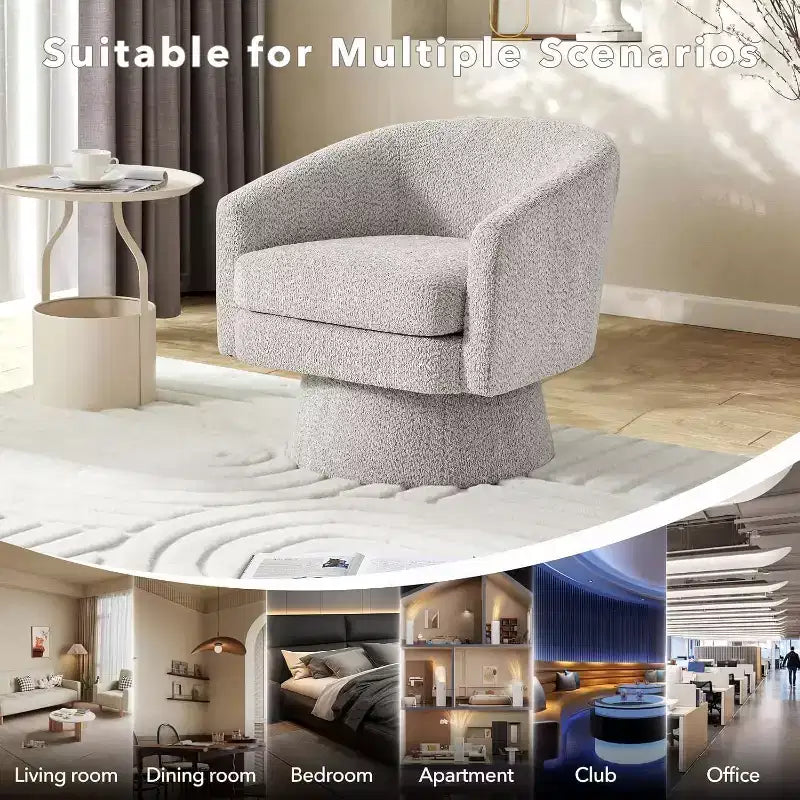 Swivel Accent Chair, 360 Chenille Swivel Lounge Reading Chair, Modern Single Sofa Lounge Armchair w/Storage Space for Living Room Bedroom