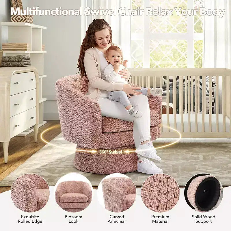 Swivel Accent Chair, 360 Chenille Swivel Lounge Reading Chair, Modern Single Sofa Lounge Armchair w/Storage Space for Living Room Bedroom