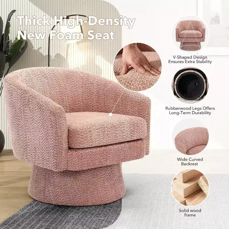 Swivel Accent Chair, 360 Chenille Swivel Lounge Reading Chair, Modern Single Sofa Lounge Armchair w/Storage Space for Living Room Bedroom