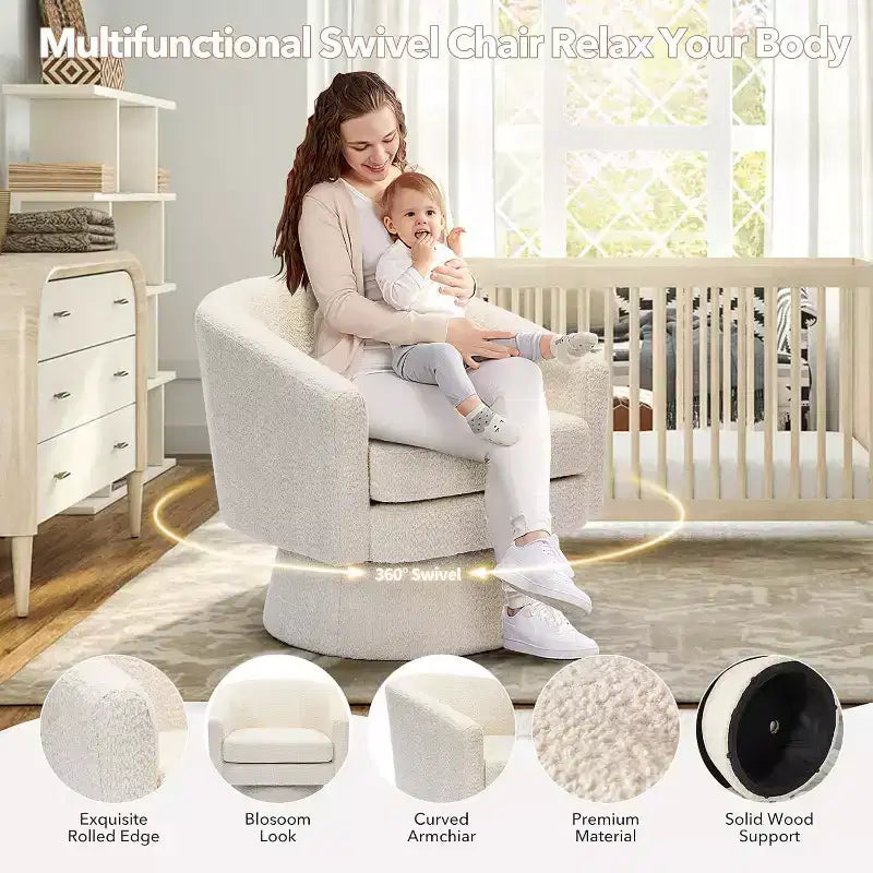 Swivel Accent Chair, 360 Chenille Swivel Lounge Reading Chair, Modern Single Sofa Lounge Armchair w/Storage Space for Living Room Bedroom