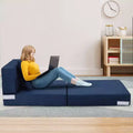 Folding Memory Foam Sofa Mattress, Convertible Sleeper Chair with Pillow, Linen Futon Floor Couch, Single Size