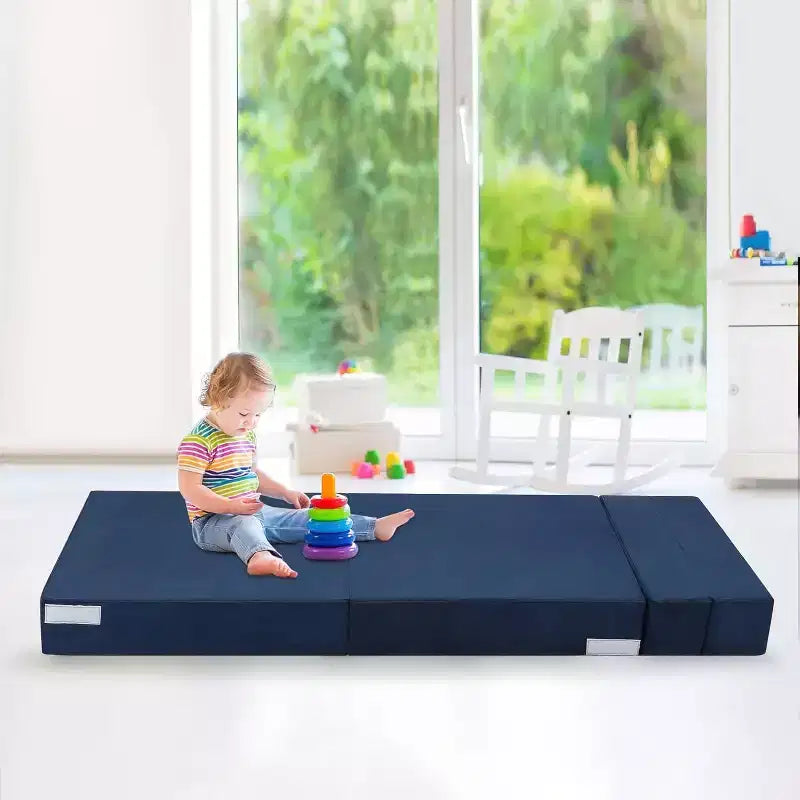 Folding Memory Foam Sofa Mattress, Convertible Sleeper Chair with Pillow, Linen Futon Floor Couch, Single Size