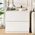 Modern White 2-Drawer Nightstand, Handle-Free Curved Design