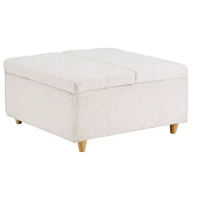 Leather Storage Ottoman Coffee Table with Lift Top, Faux Leather Tufted Upholstered Ottoman Bench for Bedroom Living Room