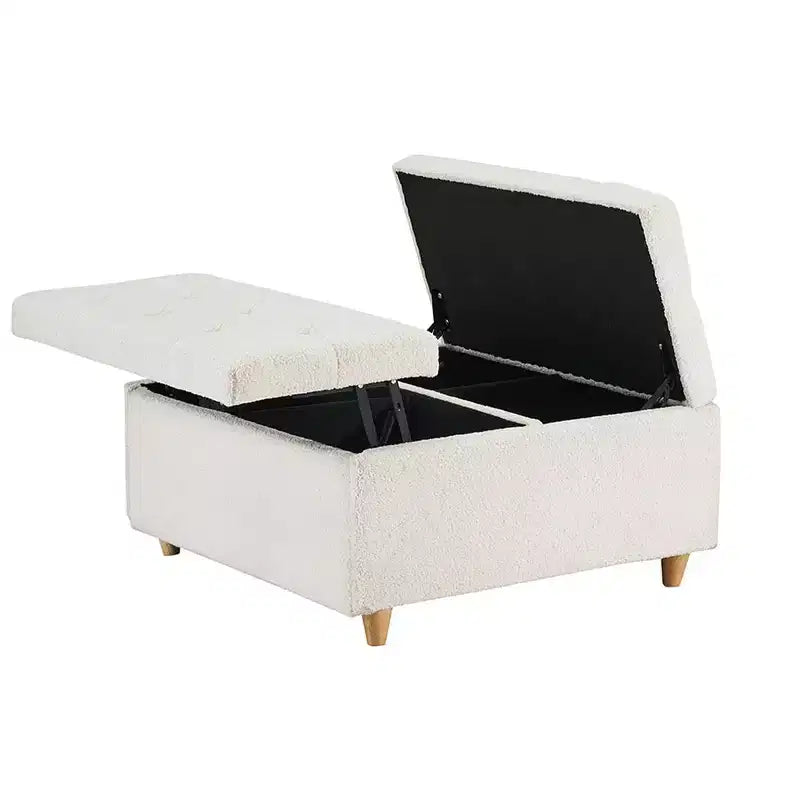 Leather Storage Ottoman Coffee Table with Lift Top, Faux Leather Tufted Upholstered Ottoman Bench for Bedroom Living Room