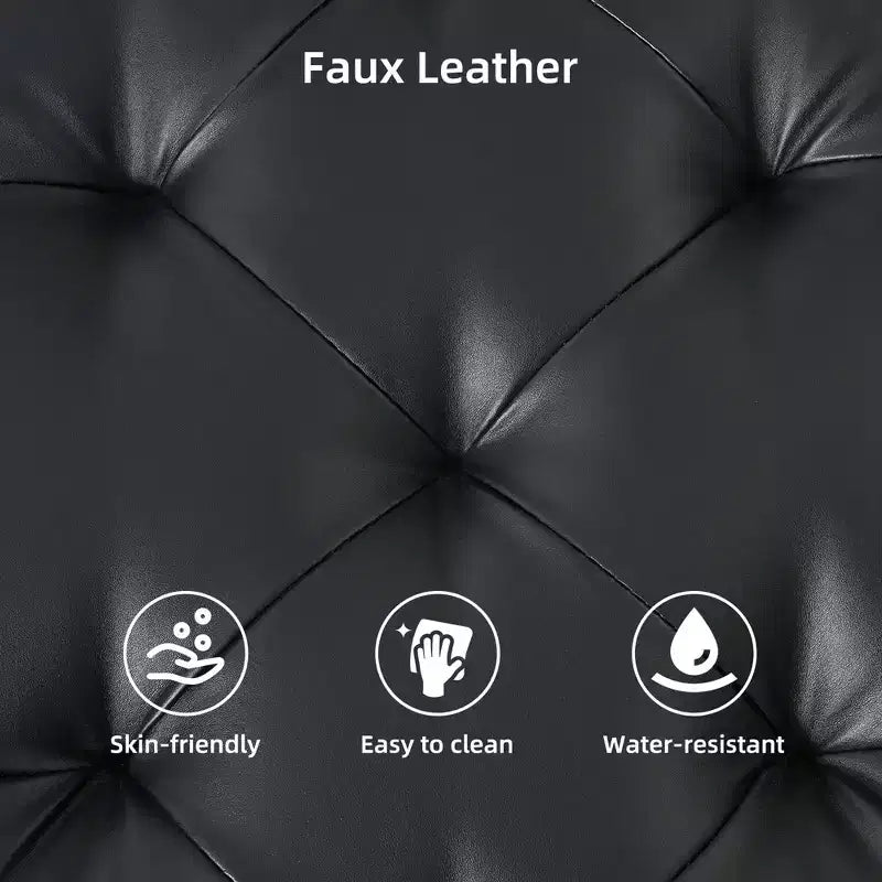 Leather Storage Ottoman Coffee Table with Lift Top, Faux Leather Tufted Upholstered Ottoman Bench for Bedroom Living Room