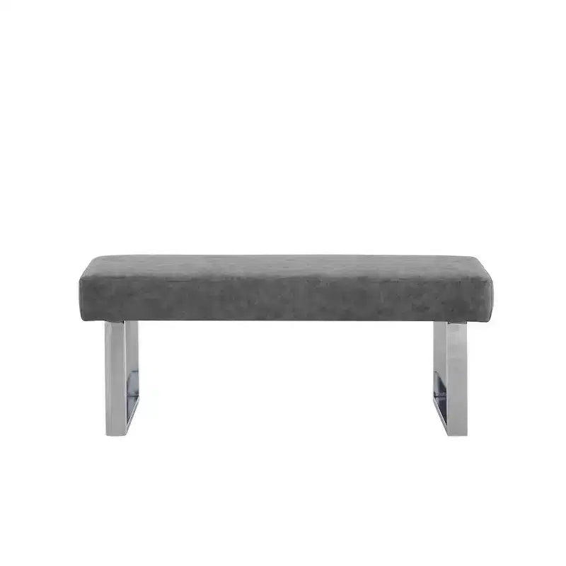 Modern Gray Upholstered Dining Bench