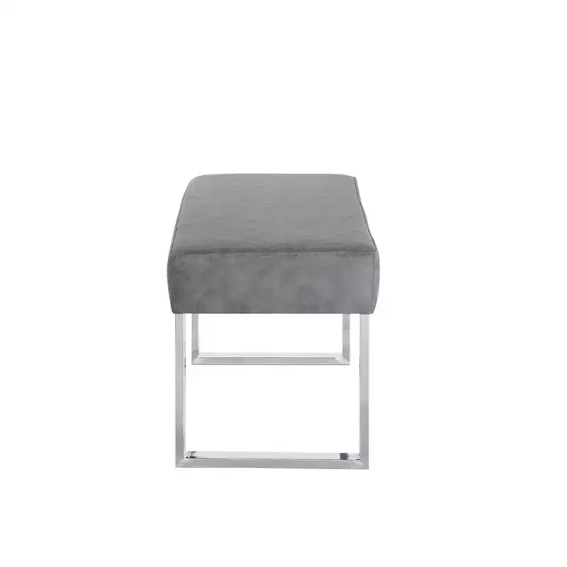 Modern Gray Upholstered Dining Bench
