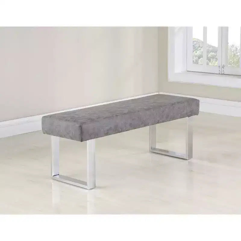 Modern Gray Upholstered Dining Bench