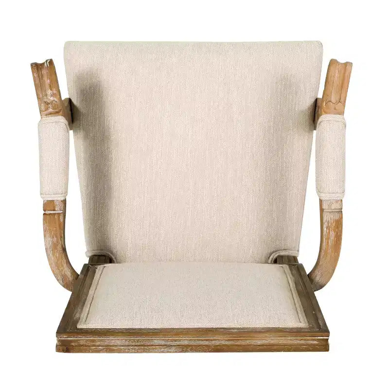 French Country Fabric Upholstered Wood Dining Chairs, Set of 2