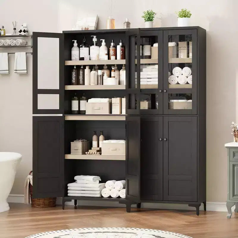 71-Inch Tall Storage Cabinet, 5-Tier Kitchen Pantry with 4 Doors and Adjustable Shelves for Kitchen, Dining Room, Bathroom