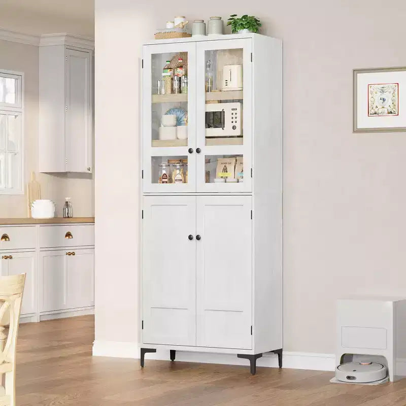 71-Inch Tall Storage Cabinet, 5-Tier Kitchen Pantry with 4 Doors and Adjustable Shelves for Kitchen, Dining Room, Bathroom