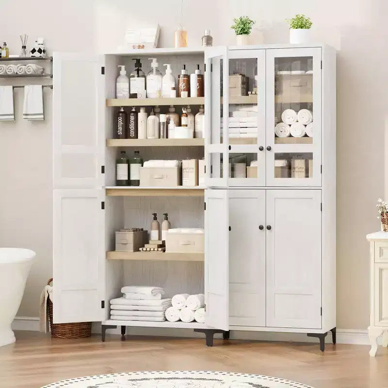 71-Inch Tall Storage Cabinet, 5-Tier Kitchen Pantry with 4 Doors and Adjustable Shelves for Kitchen, Dining Room, Bathroom