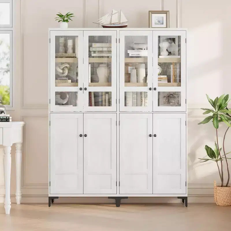 71-Inch Tall Storage Cabinet, 5-Tier Kitchen Pantry with 4 Doors and Adjustable Shelves for Kitchen, Dining Room, Bathroom