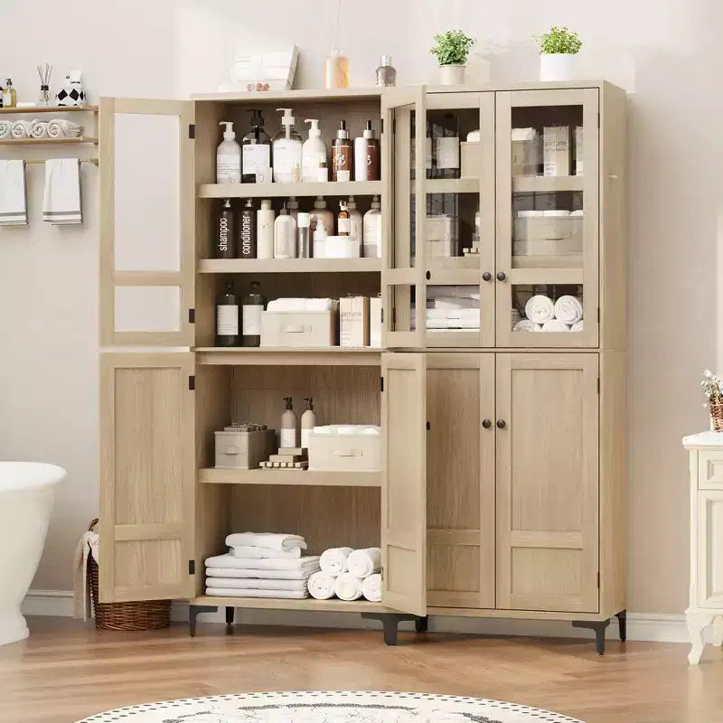 71-Inch Tall Storage Cabinet, 5-Tier Kitchen Pantry with 4 Doors and Adjustable Shelves for Kitchen, Dining Room, Bathroom