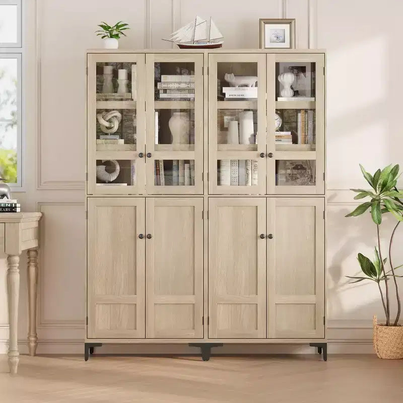 71-Inch Tall Storage Cabinet, 5-Tier Kitchen Pantry with 4 Doors and Adjustable Shelves for Kitchen, Dining Room, Bathroom