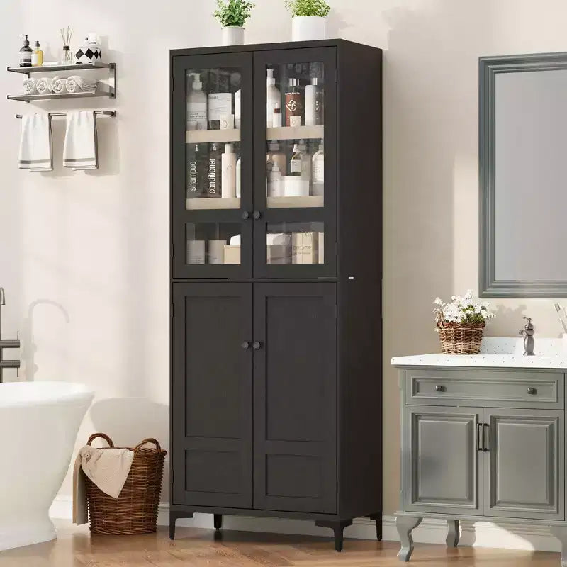 71-Inch Tall Storage Cabinet, 5-Tier Kitchen Pantry with 4 Doors and Adjustable Shelves for Kitchen, Dining Room, Bathroom