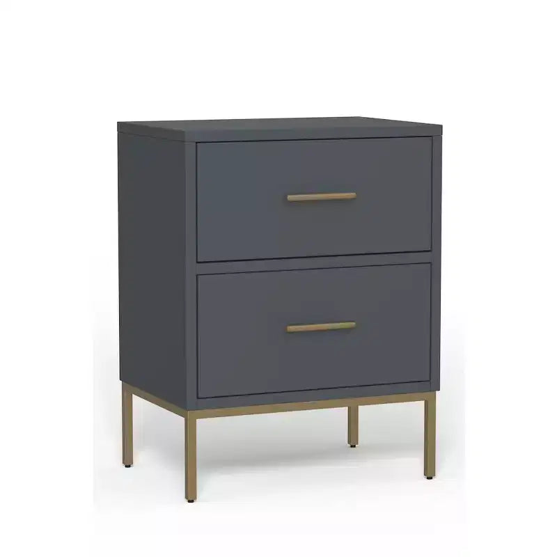 2-Drawer Nightstand, Slate Gray, Sustainably Sourced Mahogany