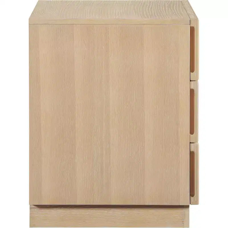 Natural Oak Woven Nightstand, Art Deco Style