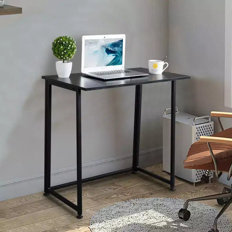 Simple Collapsible Metal Computer Desk, Black