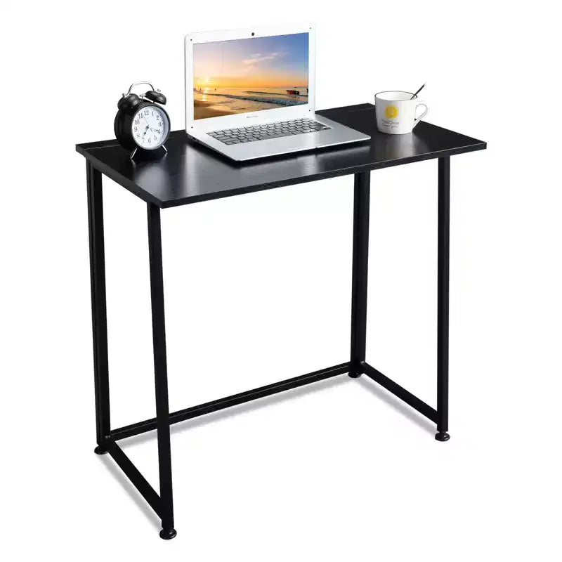 Simple Collapsible Metal Computer Desk, Black