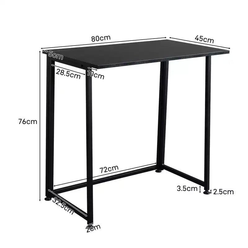 Simple Collapsible Metal Computer Desk, Black
