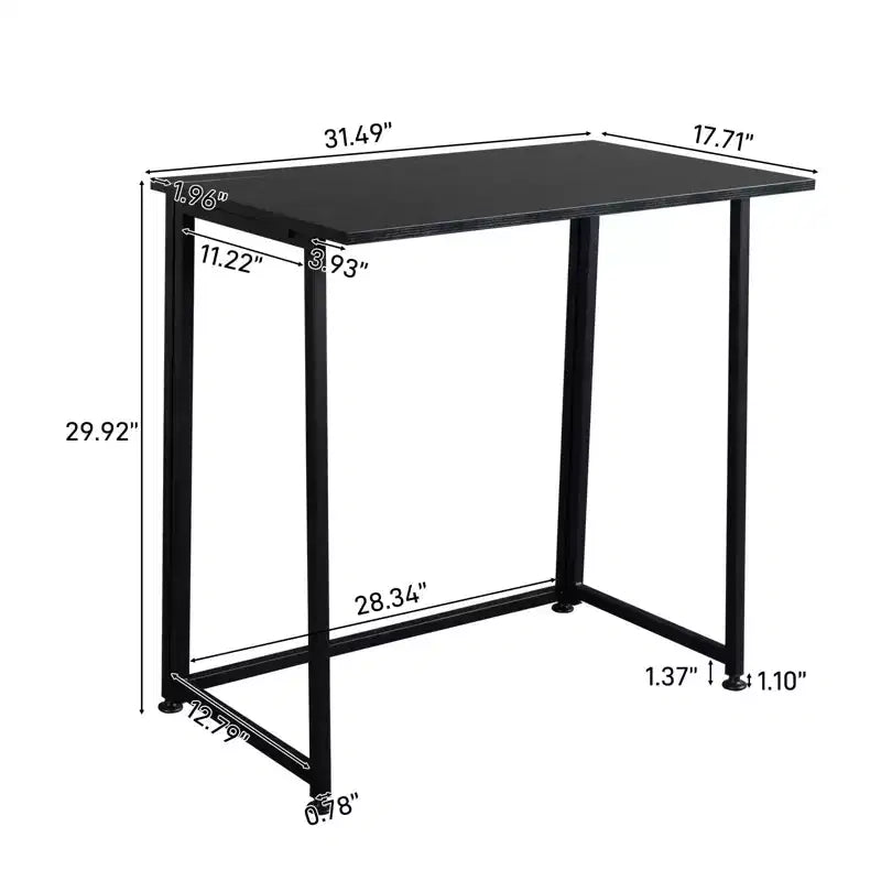 Simple Collapsible Metal Computer Desk, Black