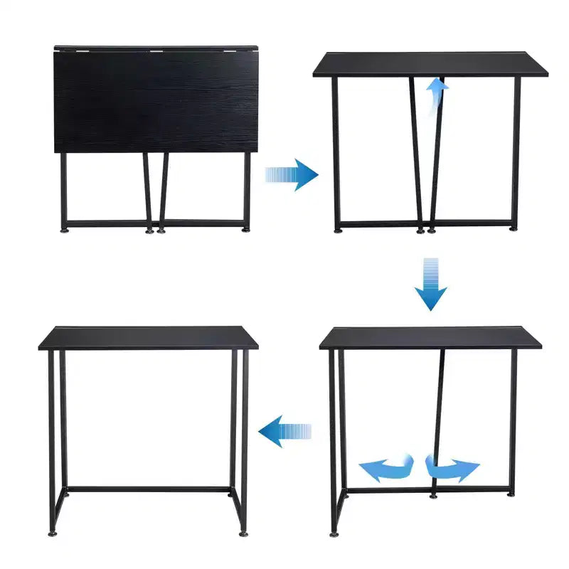 Simple Collapsible Metal Computer Desk, Black