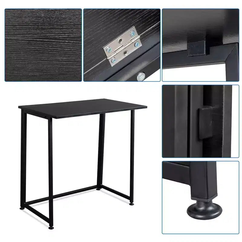 Simple Collapsible Metal Computer Desk, Black