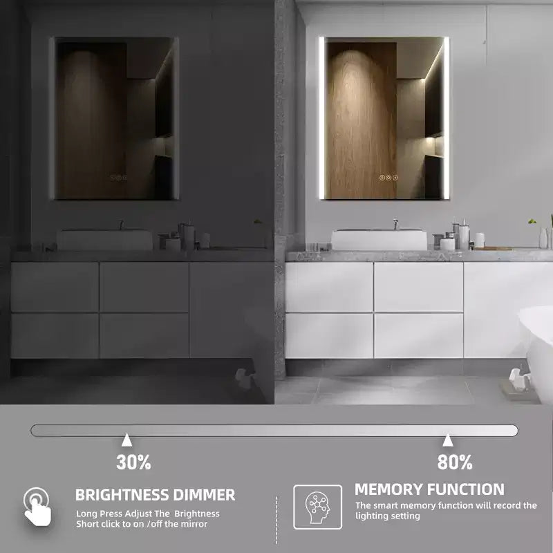 LED Medicine Cabinet with Mirror, Surface or Recessed Mount, 3-Color Dimmable Light, Anti-Fog, USB & Outlet