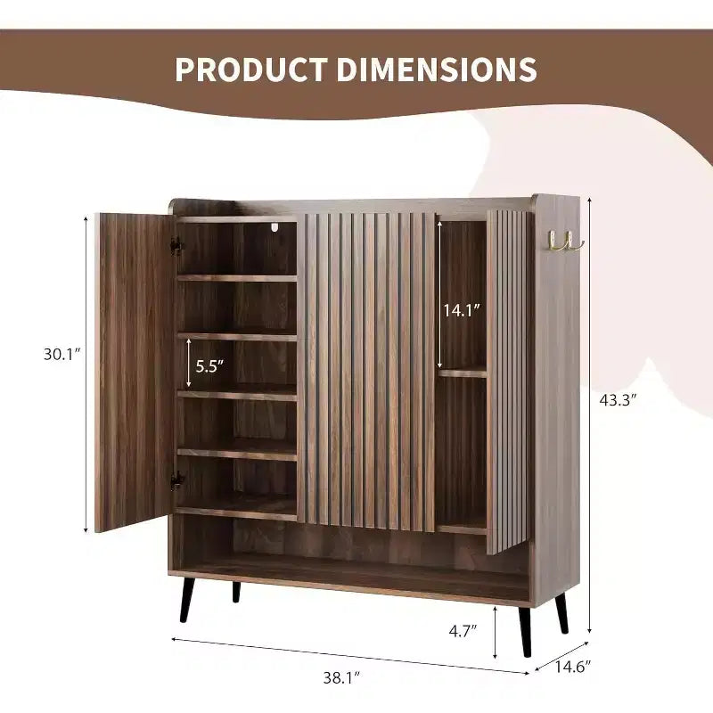 Shoe CabinetLarge Shoe Cabinet with 3 Doors,Adjustable Shelves, Shoe Organizer with Doors for Hallway, Entryway, Living Room