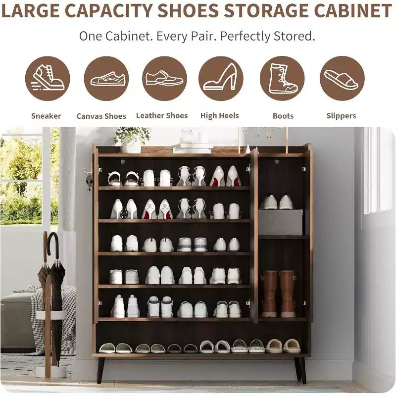 Shoe CabinetLarge Shoe Cabinet with 3 Doors,Adjustable Shelves, Shoe Organizer with Doors for Hallway, Entryway, Living Room