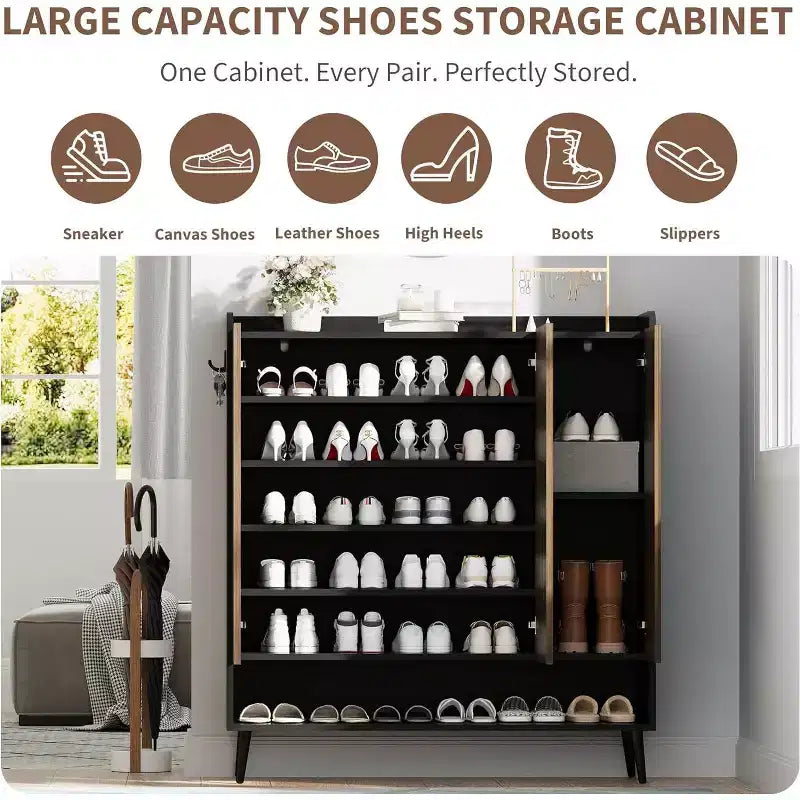 Shoe CabinetLarge Shoe Cabinet with 3 Doors,Adjustable Shelves, Shoe Organizer with Doors for Hallway, Entryway, Living Room