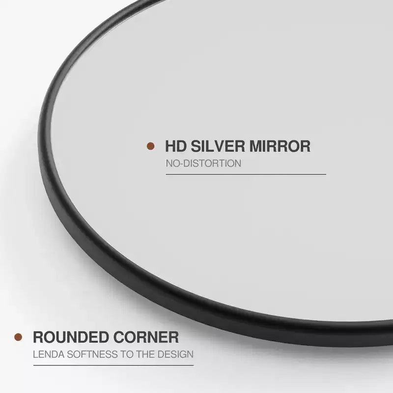 31 In.H X 24 In.W Black Iron Runway Hardware Hanging Mirror Frame Wall Mirror