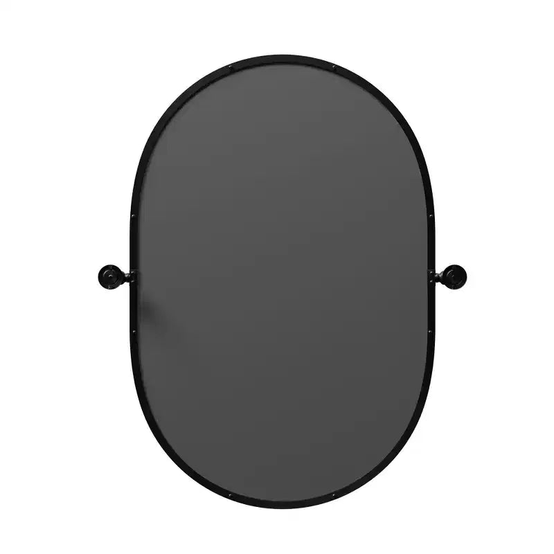31 In.H X 24 In.W Black Iron Runway Hardware Hanging Mirror Frame Wall Mirror