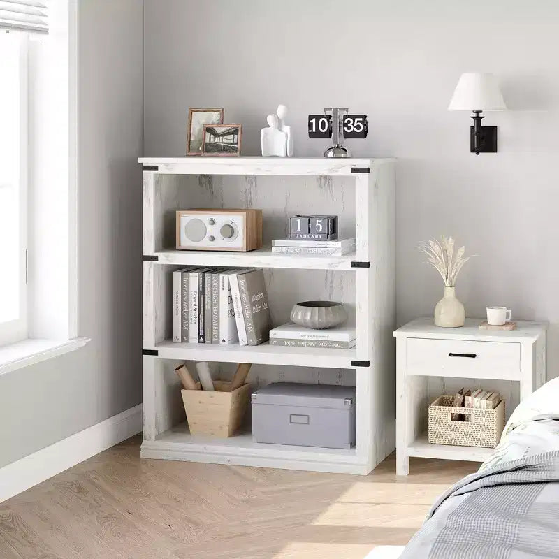 5 Tier Book Shelf, Farmhouse Book Case with Shelf Storage, Wooden Bookshelves for Living Room, Home Office
