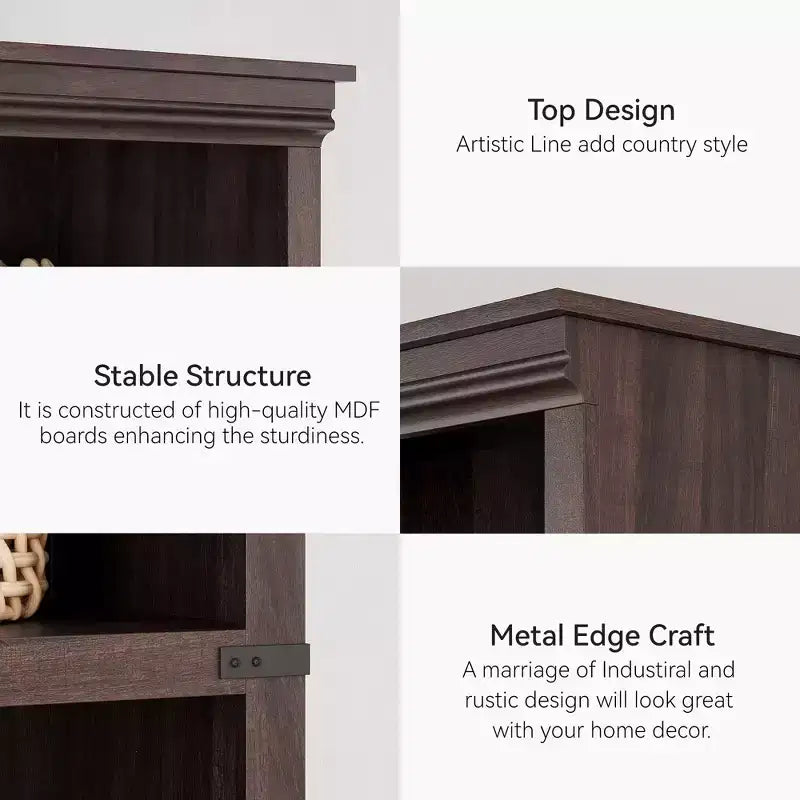 5 Tier Book Shelf, Farmhouse Book Case with Shelf Storage, Wooden Bookshelves for Living Room, Home Office