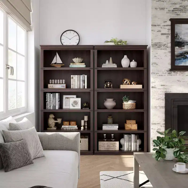5 Tier Book Shelf, Farmhouse Book Case with Shelf Storage, Wooden Bookshelves for Living Room, Home Office