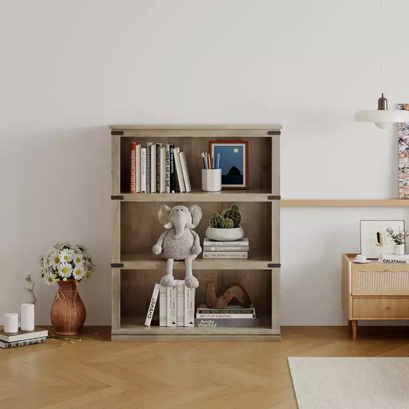 5 Tier Book Shelf, Farmhouse Book Case with Shelf Storage, Wooden Bookshelves for Living Room, Home Office